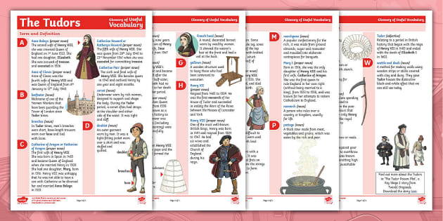 The Tudors KS2 Glossary of Useful Topic Vocabulary - Twinkl